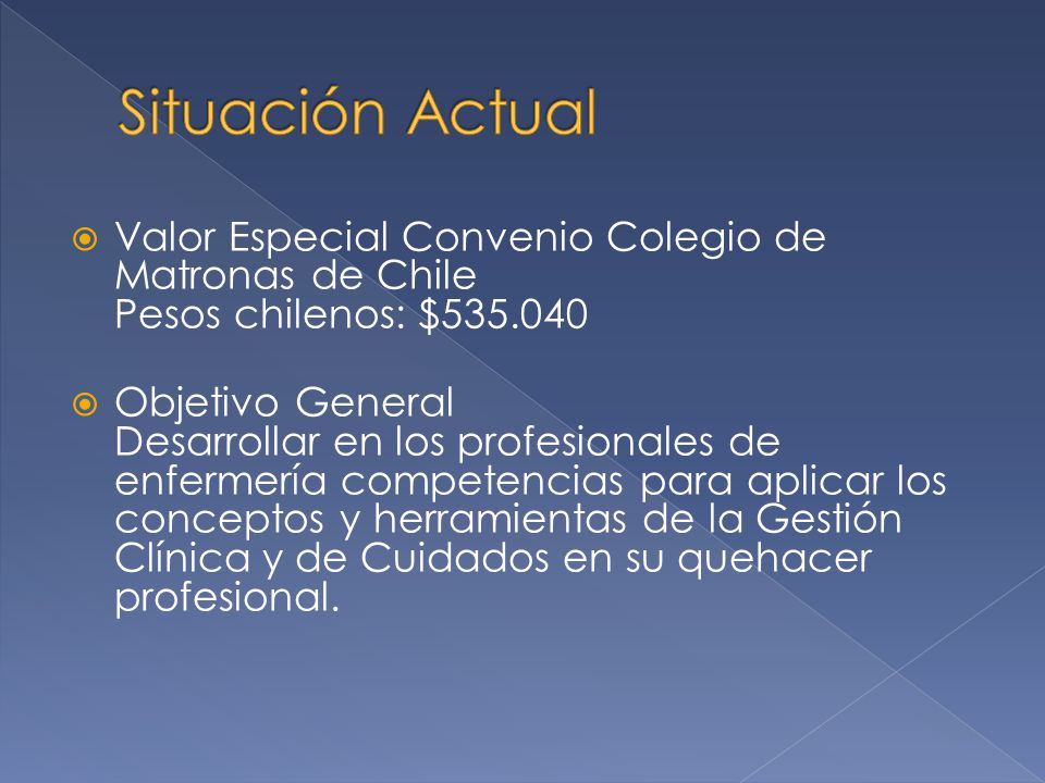 Situación Actual Valor Especial Convenio Colegio de Matronas de Chile Pesos chilenos: $