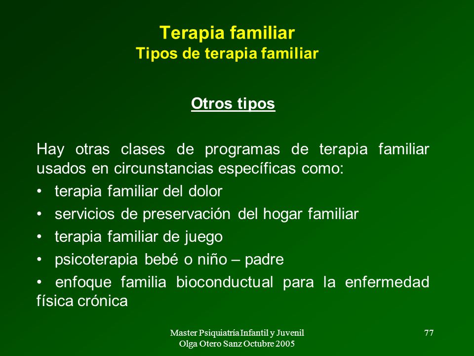 Terapia familiar Tipos de terapia familiar