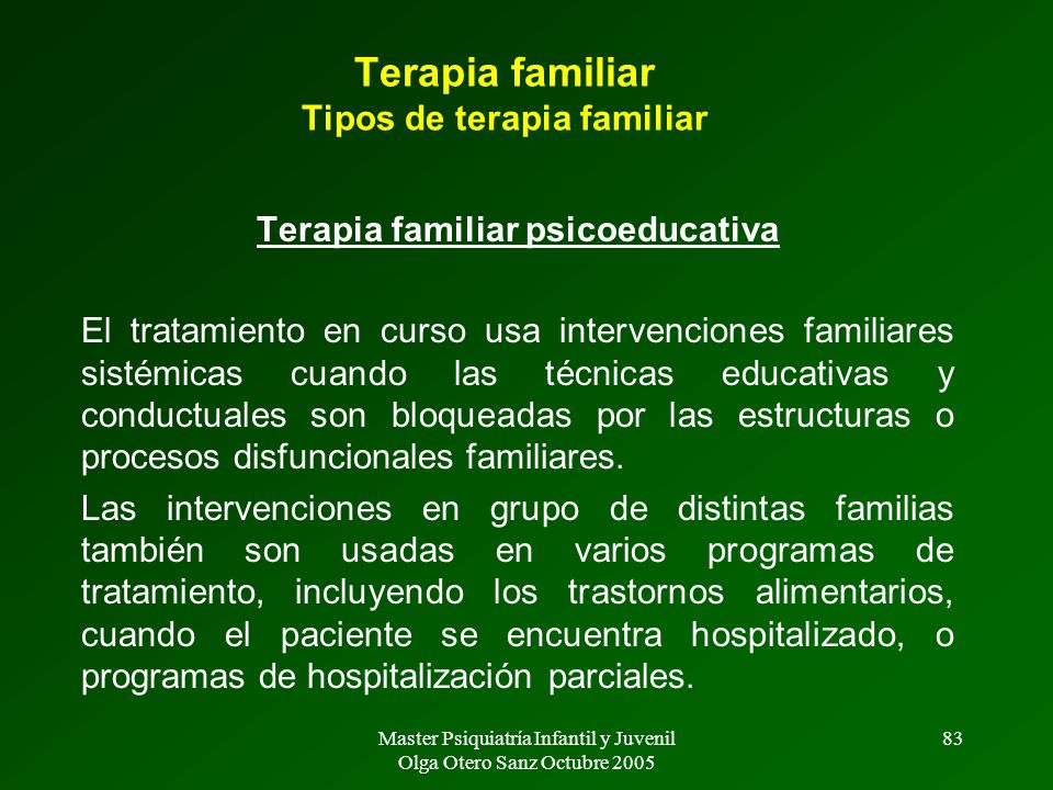 Terapia familiar Tipos de terapia familiar
