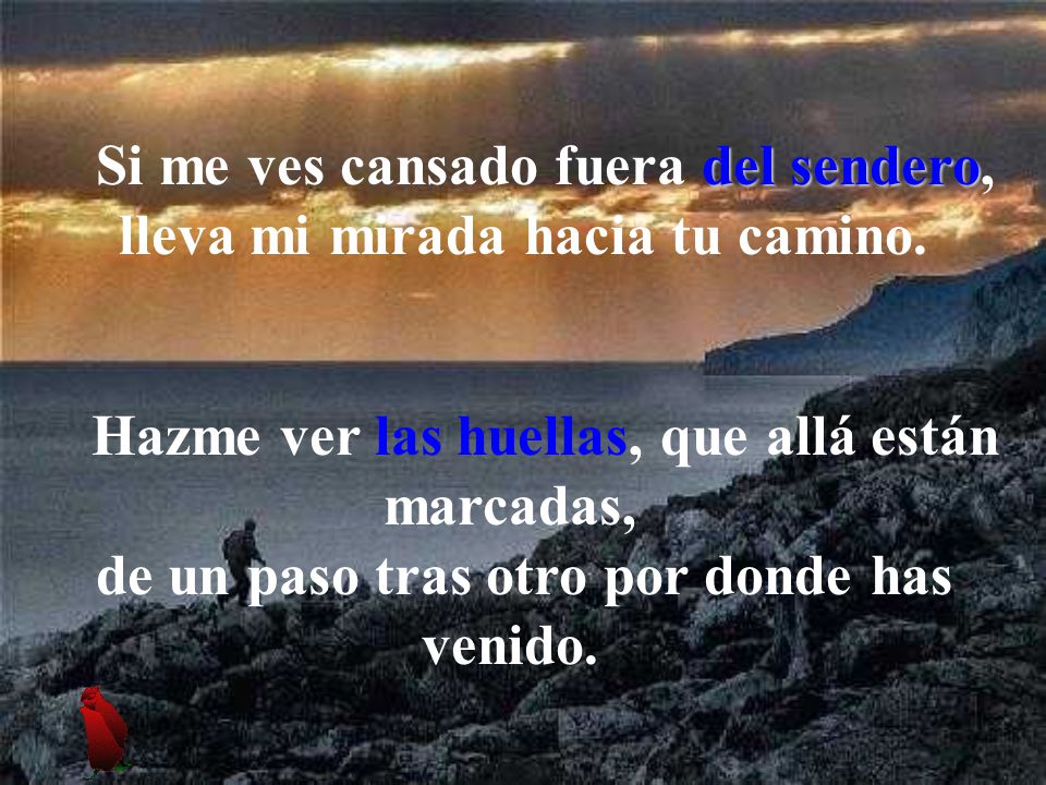 Si me ves cansado fuera del sendero, lleva mi mirada hacia tu camino.