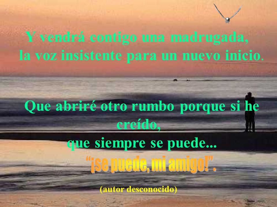 Que abriré otro rumbo porque si he creído, que siempre se puede...