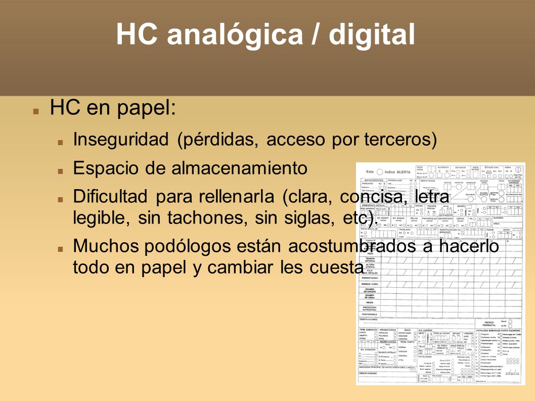 HC analógica / digital HC en papel:
