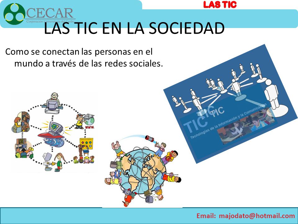 LAS TIC EN LA SOCIEDAD Como se conectan las personas en el mundo a través de las redes sociales.