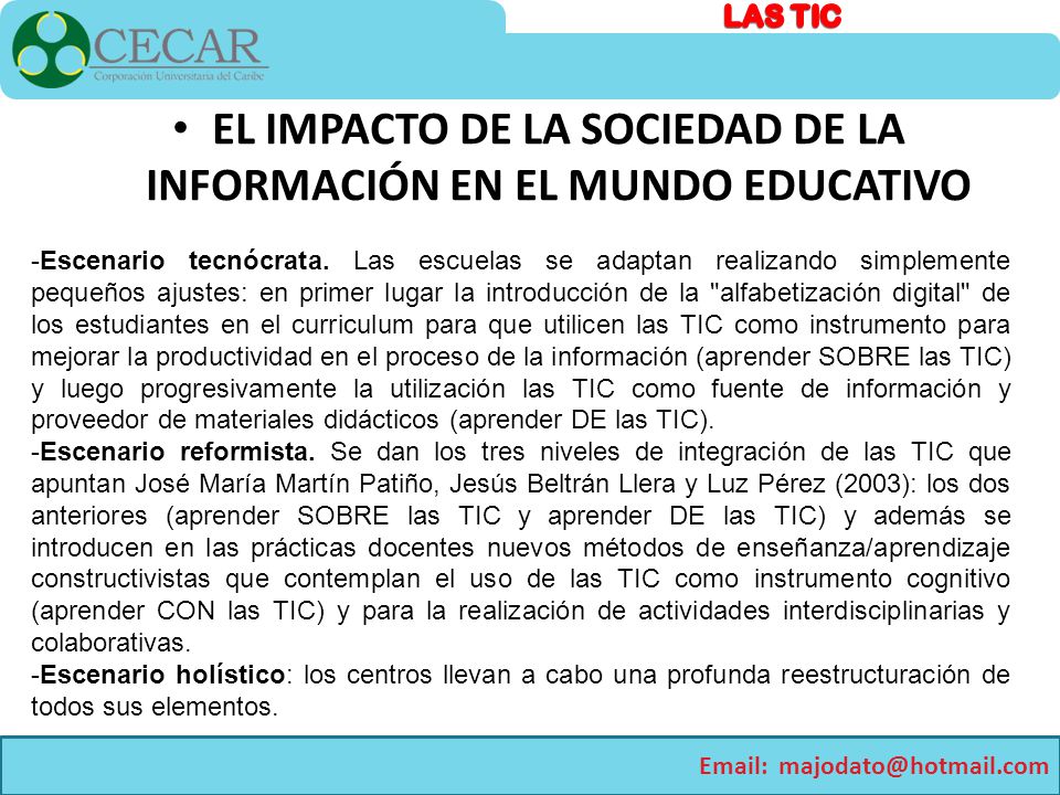 EL IMPACTO DE LA SOCIEDAD DE LA INFORMACIÓN EN EL MUNDO EDUCATIVO