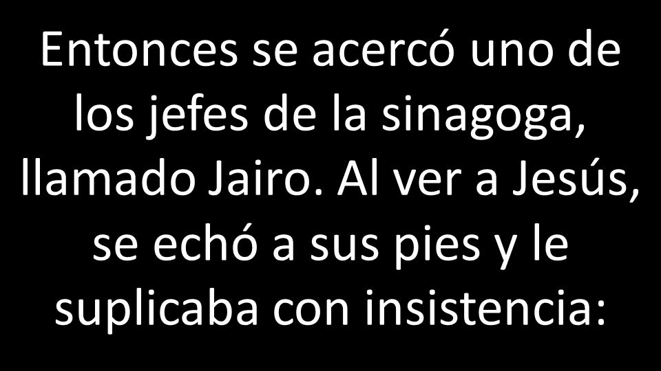 Entonces se acercó uno de los jefes de la sinagoga, llamado Jairo