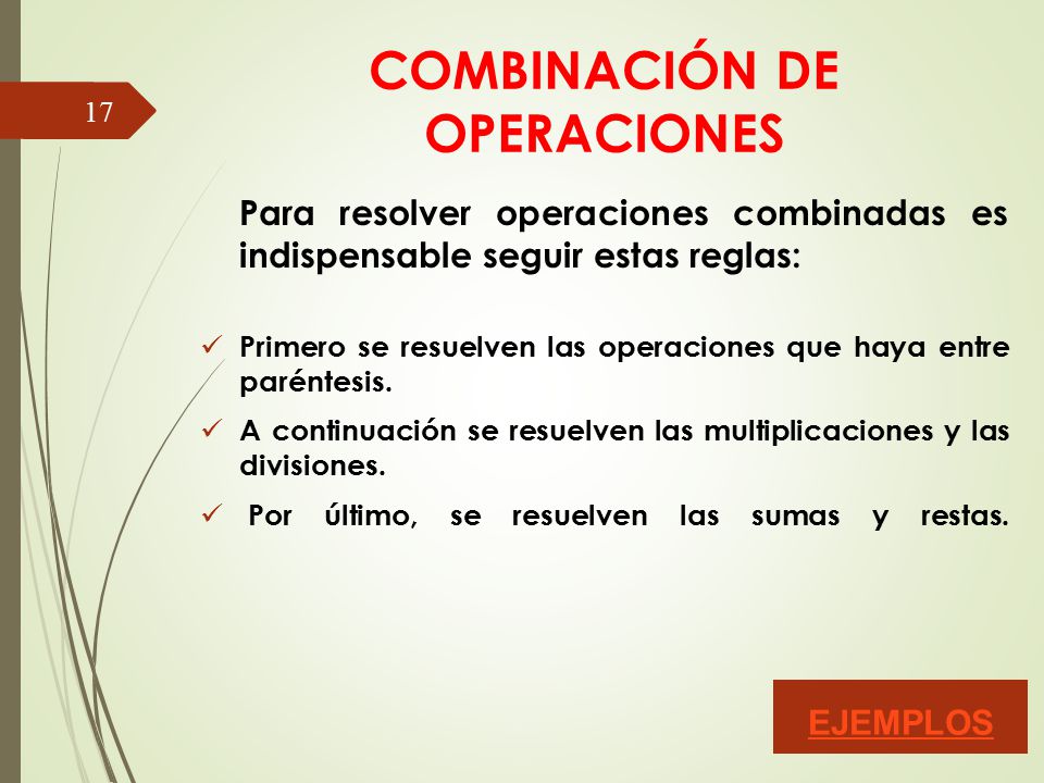 COMBINACIÓN DE OPERACIONES