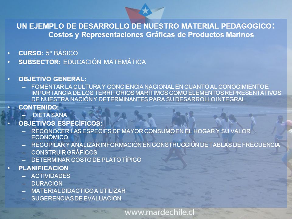 UN EJEMPLO DE DESARROLLO DE NUESTRO MATERIAL PEDAGOGICO: Costos y Representaciones Gráficas de Productos Marinos