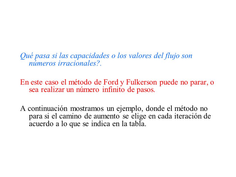 Qué pasa si las capacidades o los valores del flujo son números irracionales .