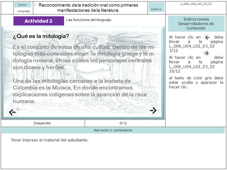 Curso: Reconocimiento de la tradición oral como primeras manifestaciones de la literatura. Archivo.