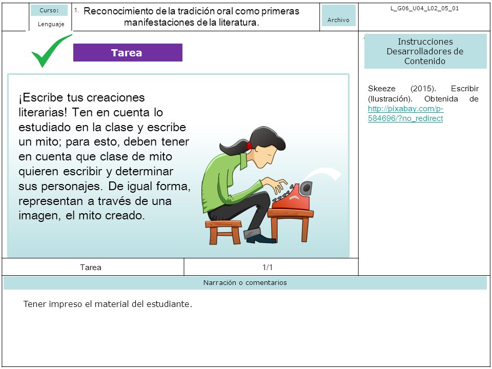 Curso: Reconocimiento de la tradición oral como primeras manifestaciones de la literatura. Archivo.