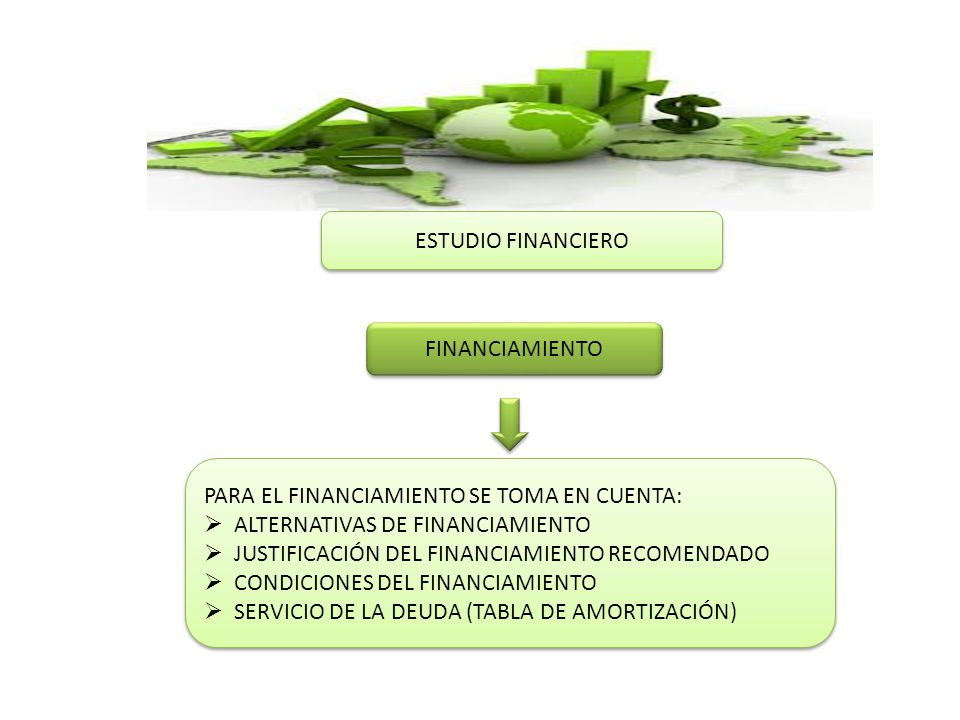 ESTUDIO FINANCIERO FINANCIAMIENTO. PARA EL FINANCIAMIENTO SE TOMA EN CUENTA: ALTERNATIVAS DE FINANCIAMIENTO.