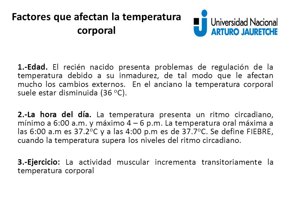 Factores que afectan la temperatura corporal