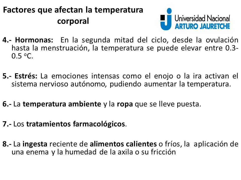 Factores que afectan la temperatura corporal