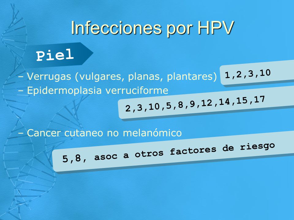Infecciones por HPV Piel 5,8, asoc a otros factores de riesgo