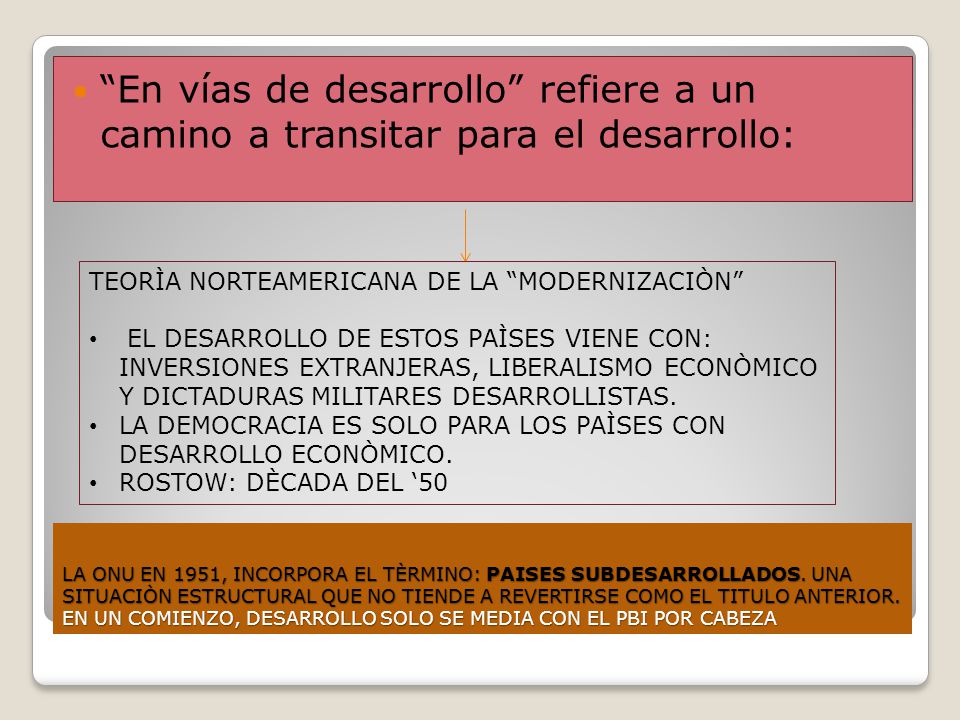 En vías de desarrollo refiere a un camino a transitar para el desarrollo: