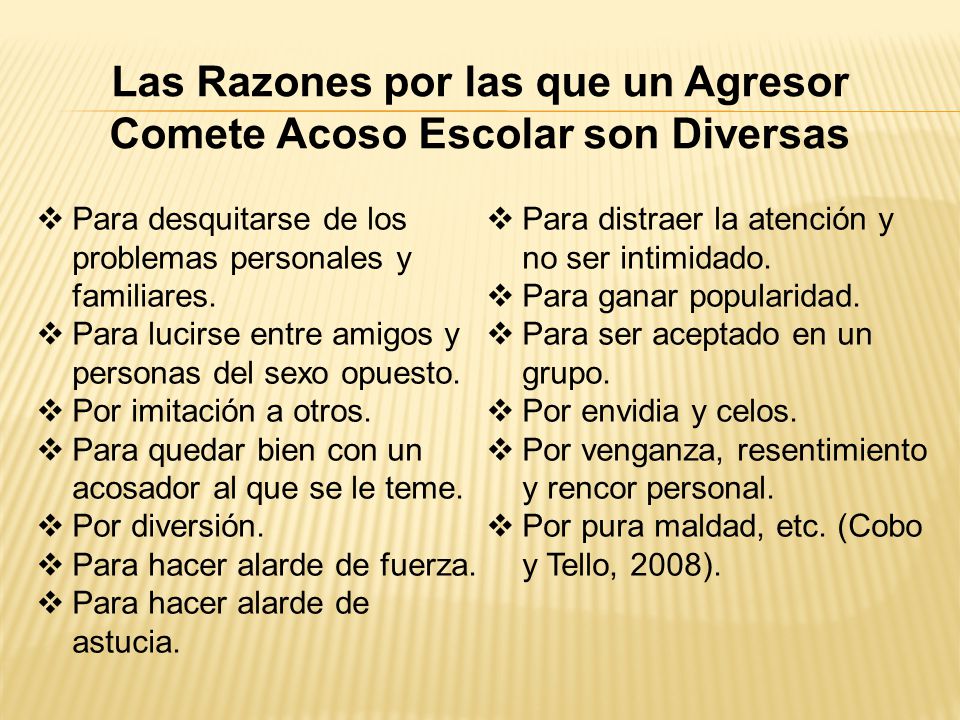 Las Razones por las que un Agresor Comete Acoso Escolar son Diversas