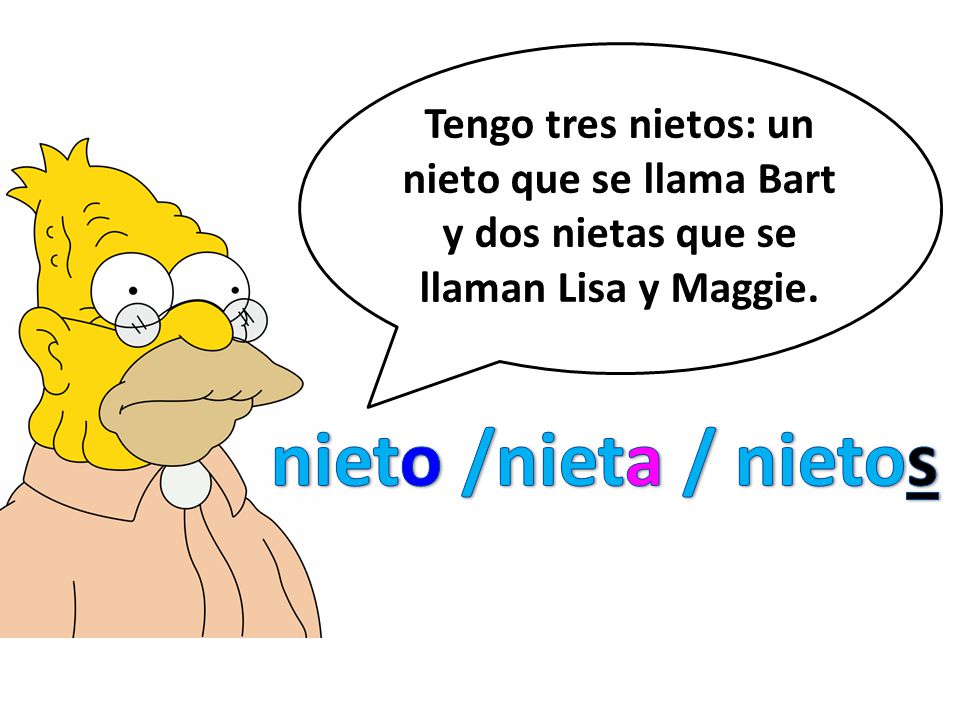 Tengo tres nietos: un nieto que se llama Bart y dos nietas que se llaman Lisa y Maggie.