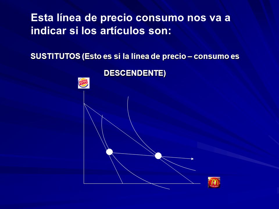 SUSTITUTOS (Esto es si la línea de precio – consumo es DESCENDENTE)