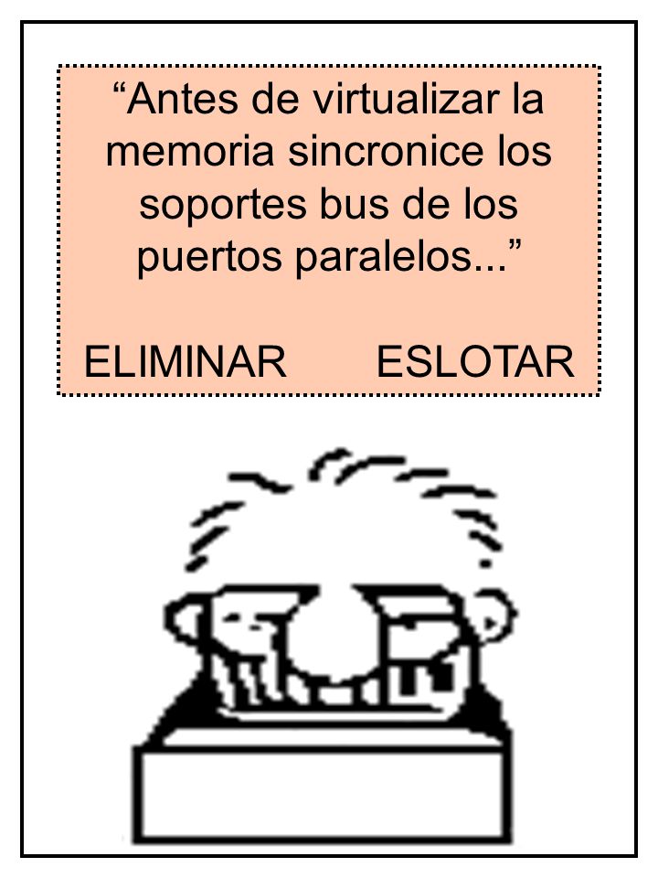 Antes de virtualizar la memoria sincronice los soportes bus de los puertos paralelos...
