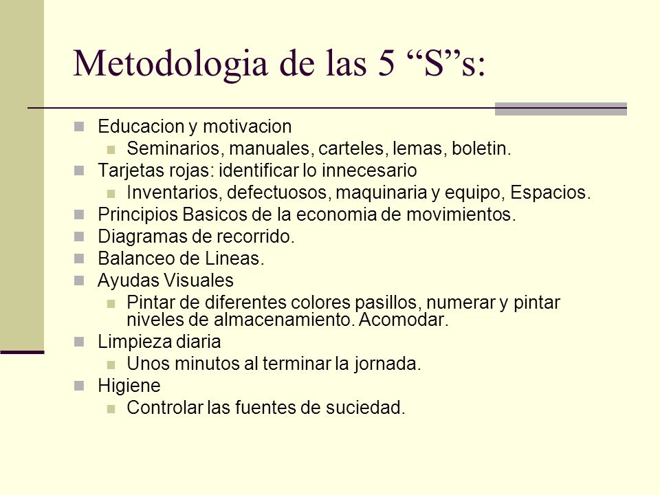 Metodologia de las 5 S s: