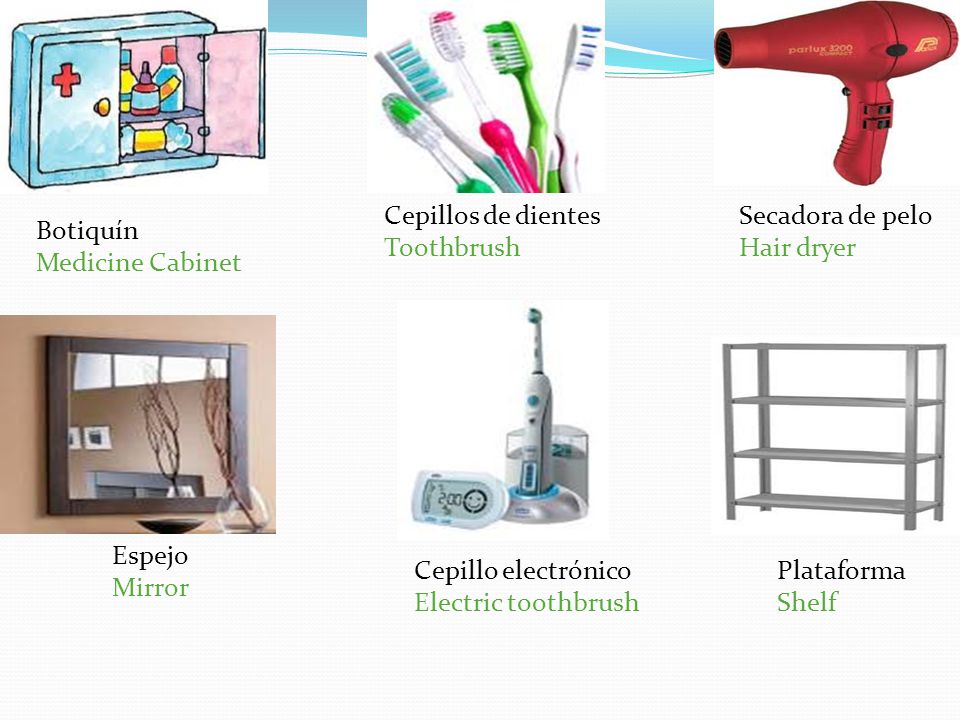 Cepillos de dientes Toothbrush. Secadora de pelo. Hair dryer. Botiquín. Medicine Cabinet. Espejo.