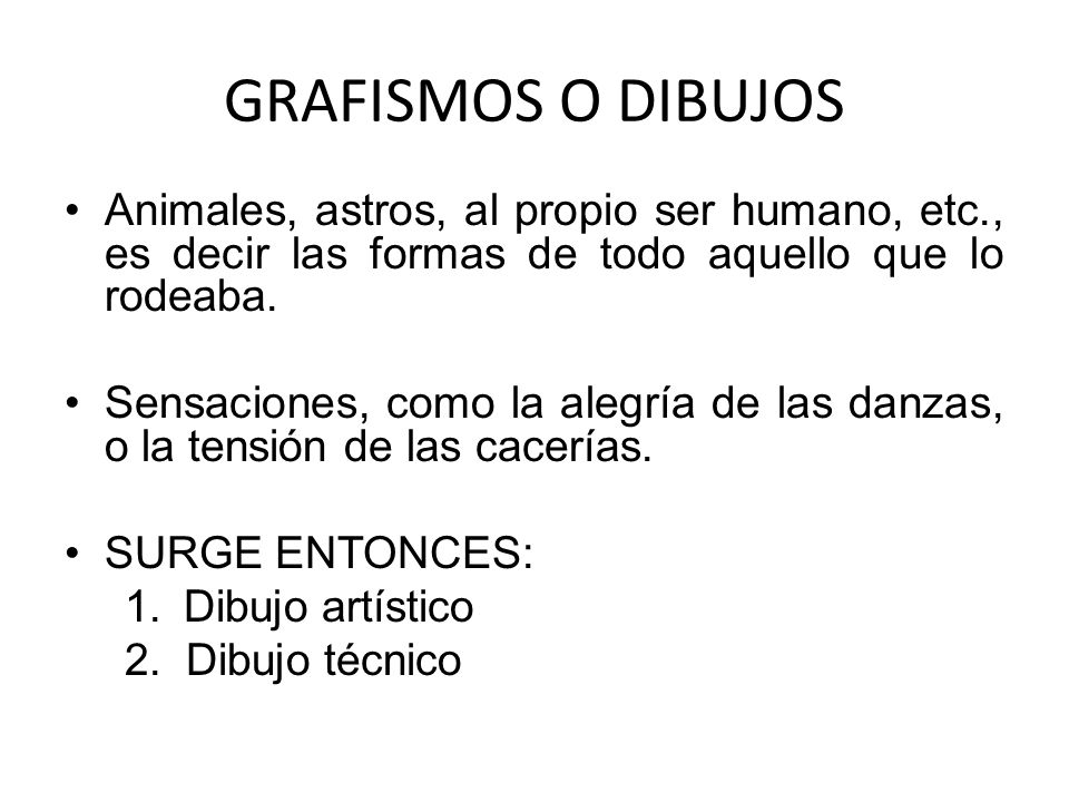 GRAFISMOS O DIBUJOS Animales, astros, al propio ser humano, etc., es decir las formas de todo aquello que lo rodeaba.