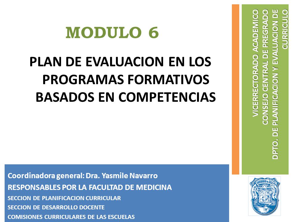 PLAN DE EVALUACION EN LOS PROGRAMAS FORMATIVOS BASADOS EN COMPETENCIAS