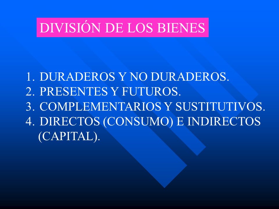 DIVISIÓN DE LOS BIENES DURADEROS Y NO DURADEROS. PRESENTES Y FUTUROS.