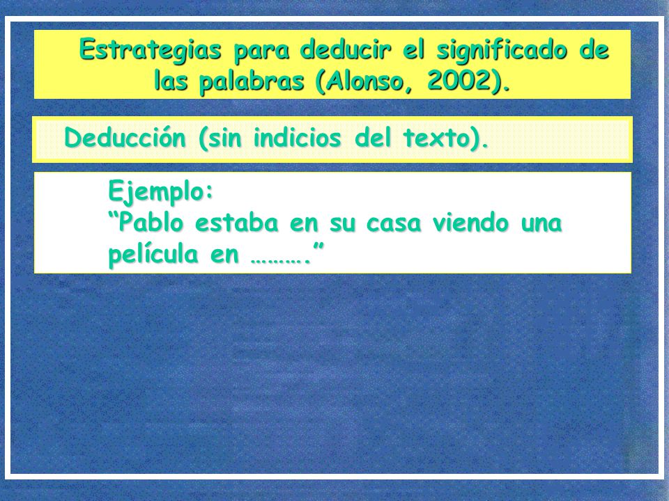 Estrategias para deducir el significado de las palabras (Alonso, 2002).