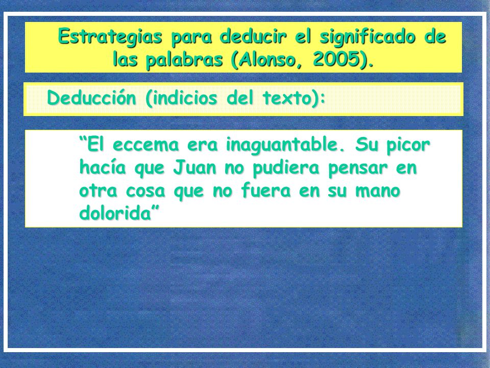 Estrategias para deducir el significado de las palabras (Alonso, 2005).