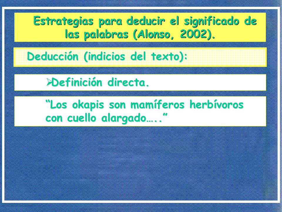 Estrategias para deducir el significado de las palabras (Alonso, 2002).