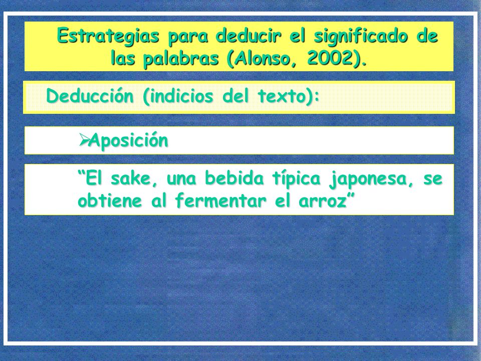 Estrategias para deducir el significado de las palabras (Alonso, 2002).