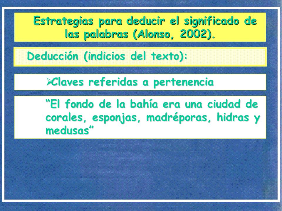 Estrategias para deducir el significado de las palabras (Alonso, 2002).