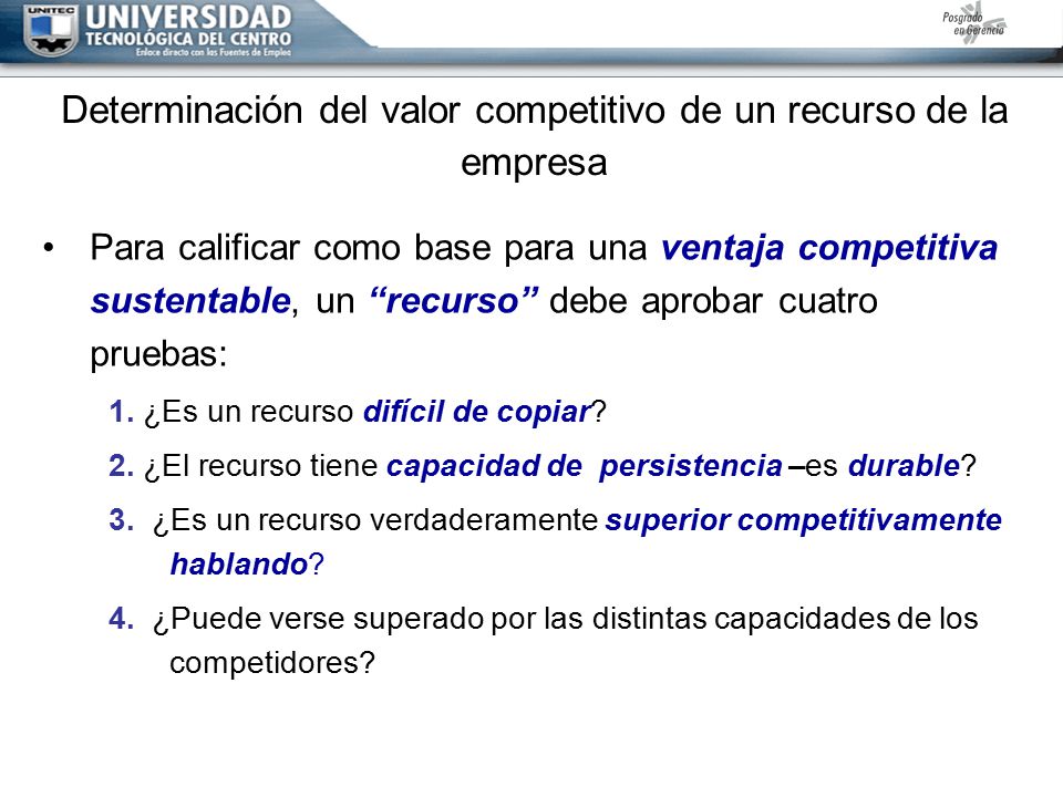 Determinación del valor competitivo de un recurso de la empresa