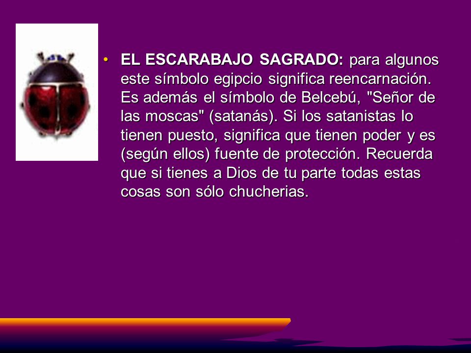 EL ESCARABAJO SAGRADO: para algunos este símbolo egipcio significa reencarnación.