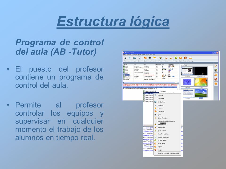 Estructura lógica Programa de control del aula (AB -Tutor)