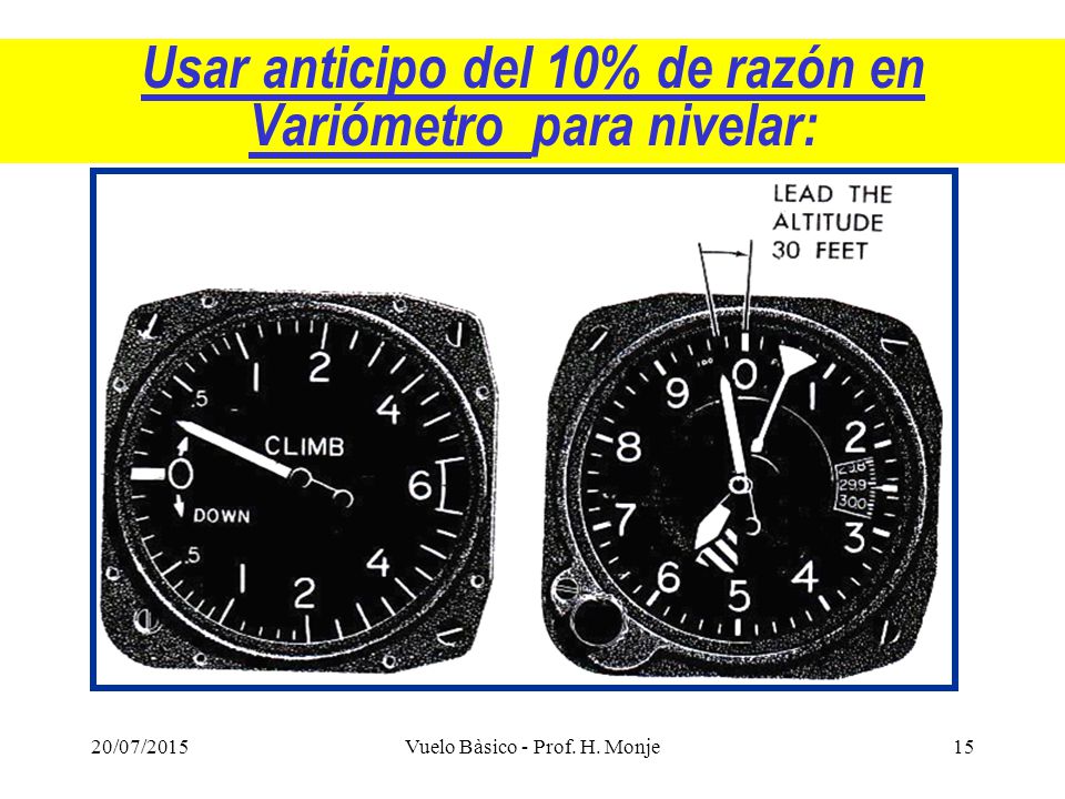 Usar anticipo del 10% de razón en Variómetro para nivelar: