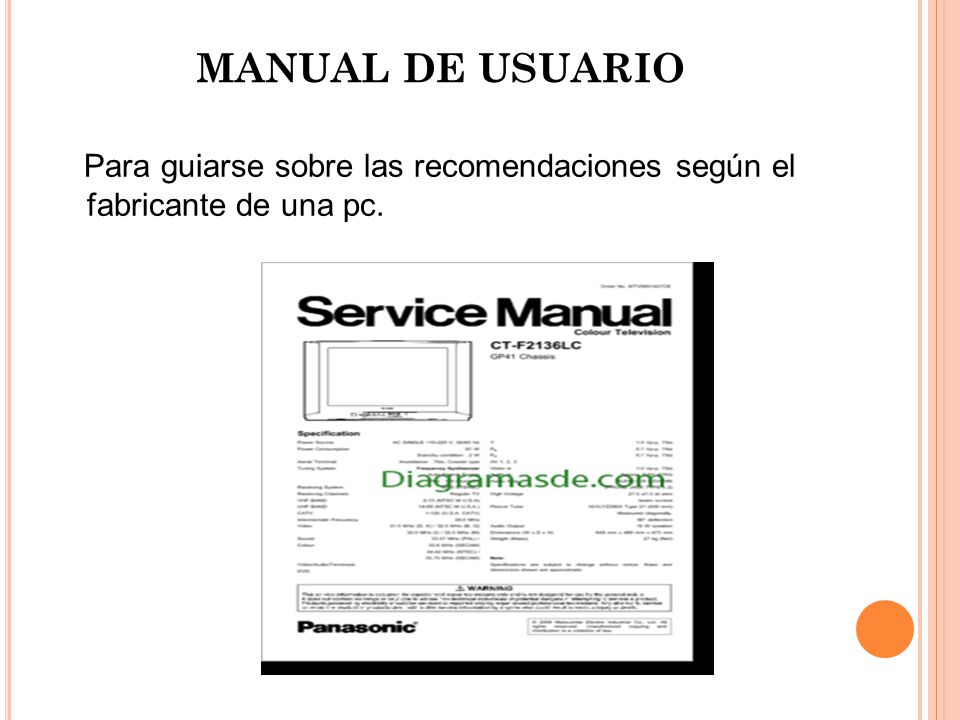 MANUAL DE USUARIO Para guiarse sobre las recomendaciones según el fabricante de una pc.