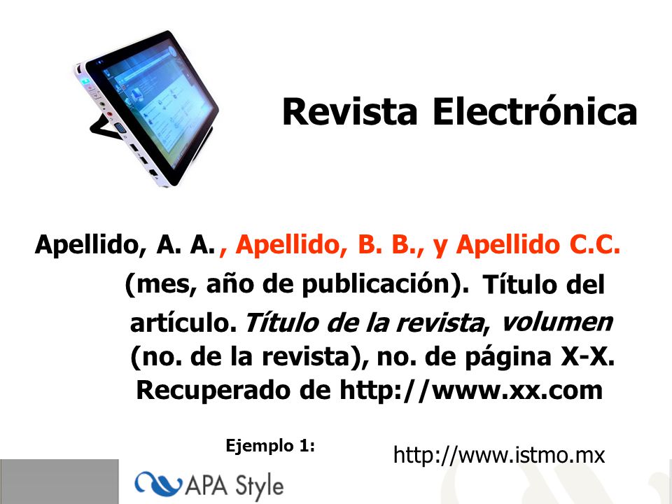 Revista Electrónica Apellido, A. A. , Apellido, B. B., y Apellido C.C.