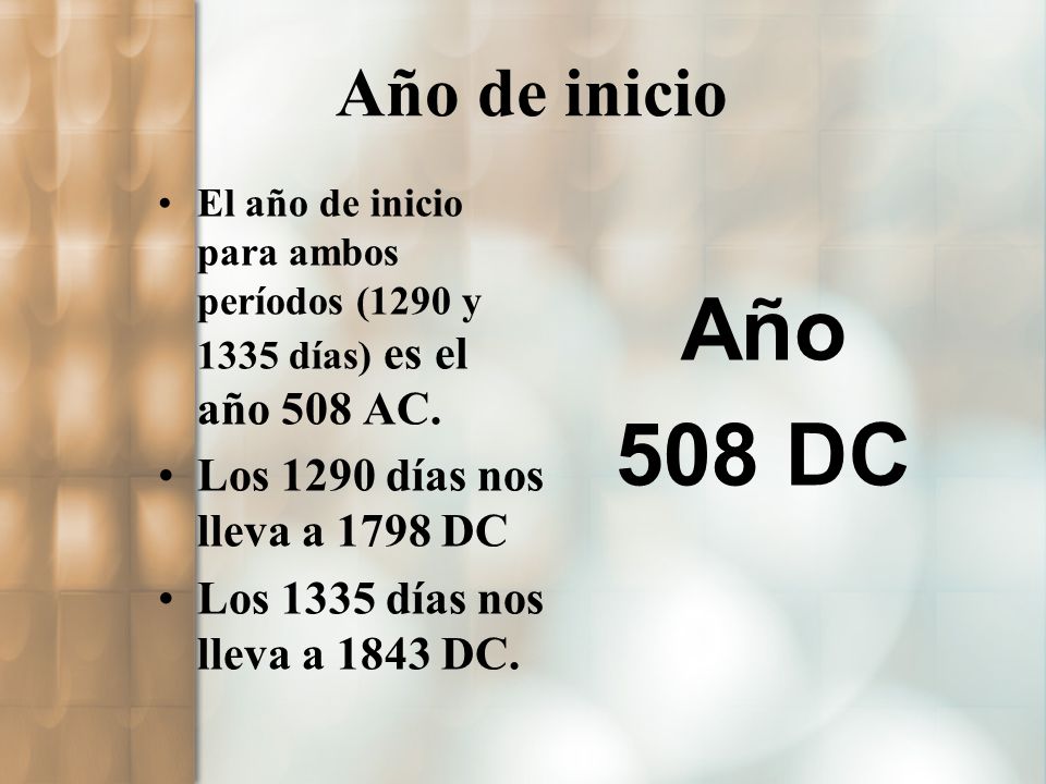 Año 508 DC Año de inicio Los 1290 días nos lleva a 1798 DC