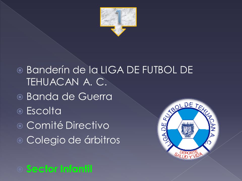 1 Banderín de la LIGA DE FUTBOL DE TEHUACAN A. C. Banda de Guerra