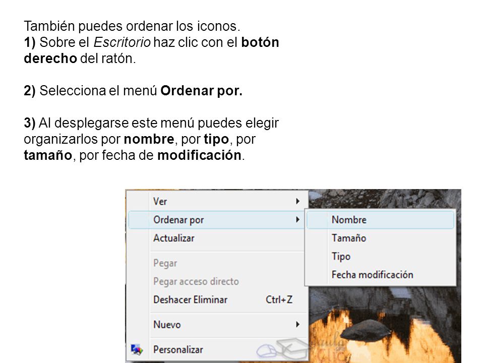 También puedes ordenar los iconos.