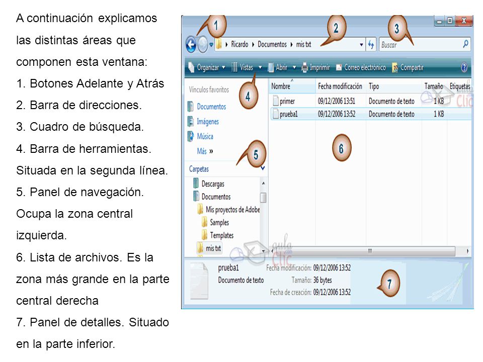 A continuación explicamos las distintas áreas que componen esta ventana: 1.
