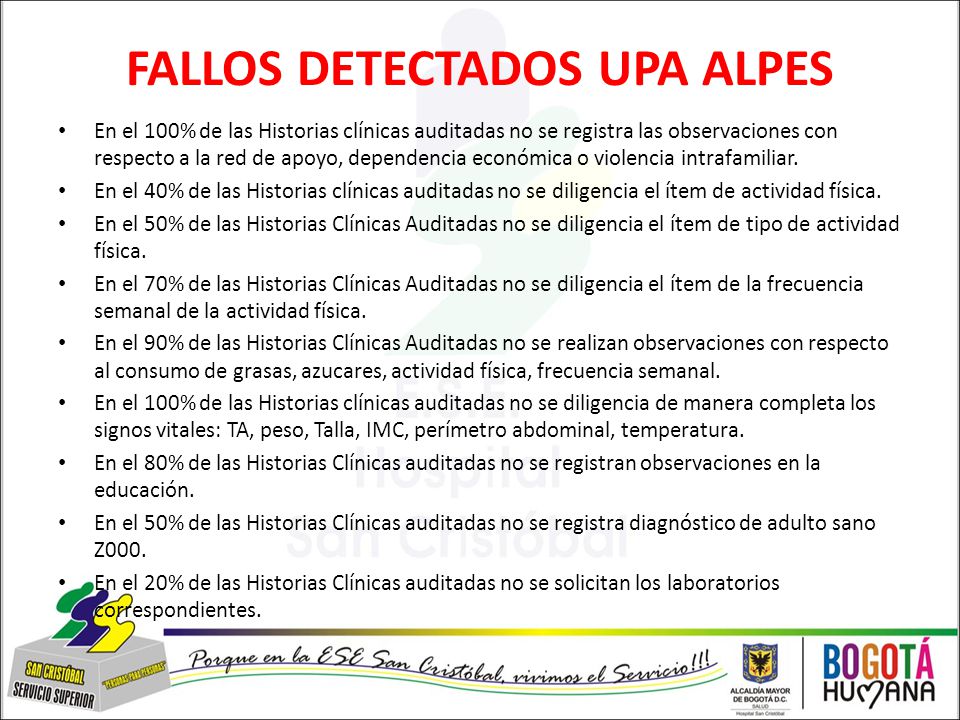 FALLOS DETECTADOS UPA ALPES