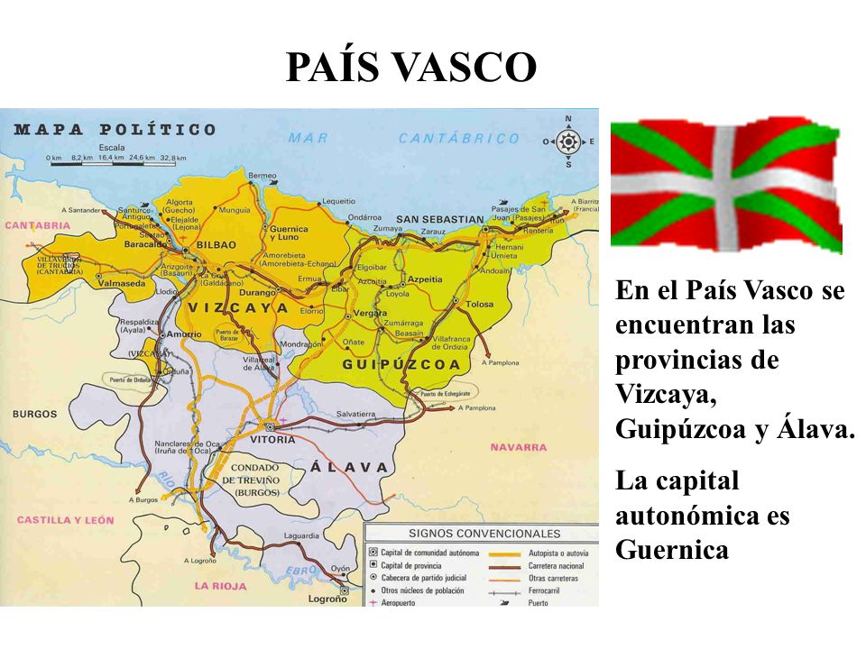 PAÍS VASCO En el País Vasco se encuentran las provincias de Vizcaya, Guipúzcoa y Álava.