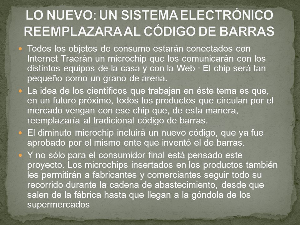 LO NUEVO: UN SISTEMA ELECTRÓNICO REEMPLAZARA AL CÓDIGO DE BARRAS