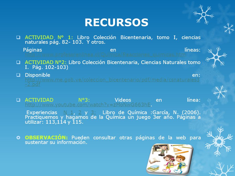 RECURSOS ACTIVIDAD N° 1: Libro Colección Bicentenaria, tomo I, ciencias naturales pág Y otros.