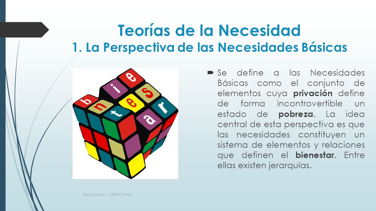 Teorías de la Necesidad 1. La Perspectiva de las Necesidades Básicas