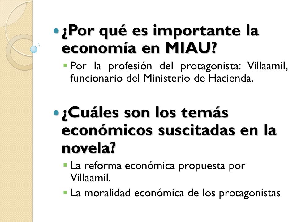 ¿Por qué es importante la economía en MIAU