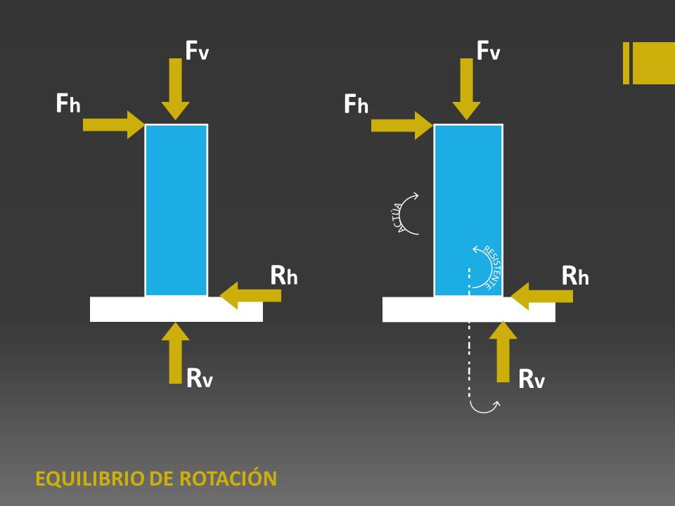Fv Fv Fh Fh Rh Rh Rv Rv EQUILIBRIO DE ROTACIÓN
